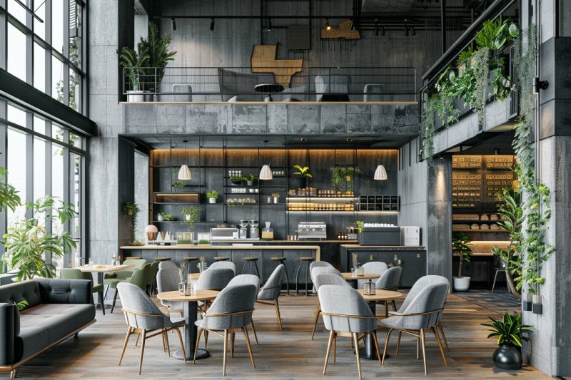Thiết kế quán cafe diện tích 5×20- Đẳng cấp, Sang trọng