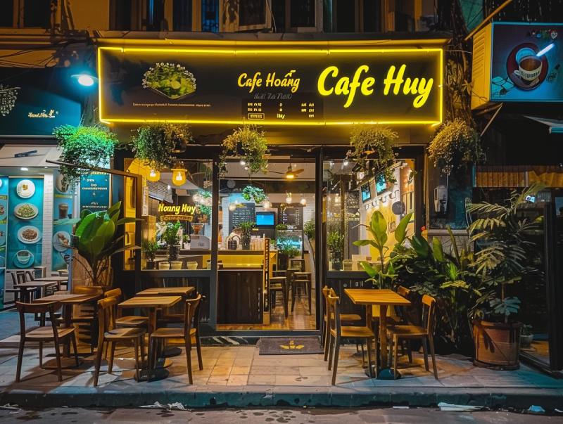 Thiết kế quán cafe mặt tiền 5m ấn tượng, thu hút