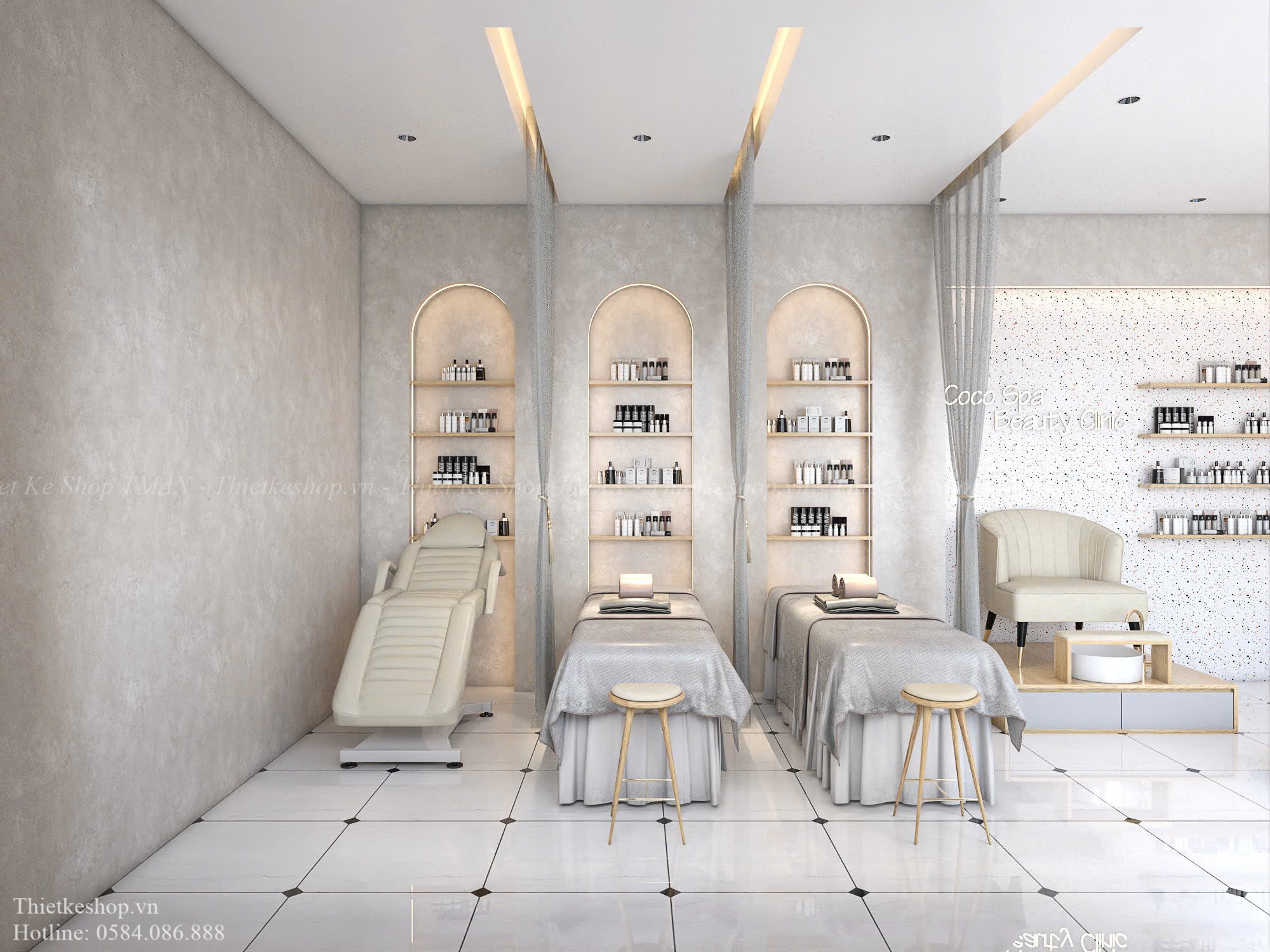 Thiết Kế Spa Hiện Đại Cho Coco Spa – Không Gian 30m2 Mang Dấu Ấn Riêng Và Đồng Bộ Màu Sắc