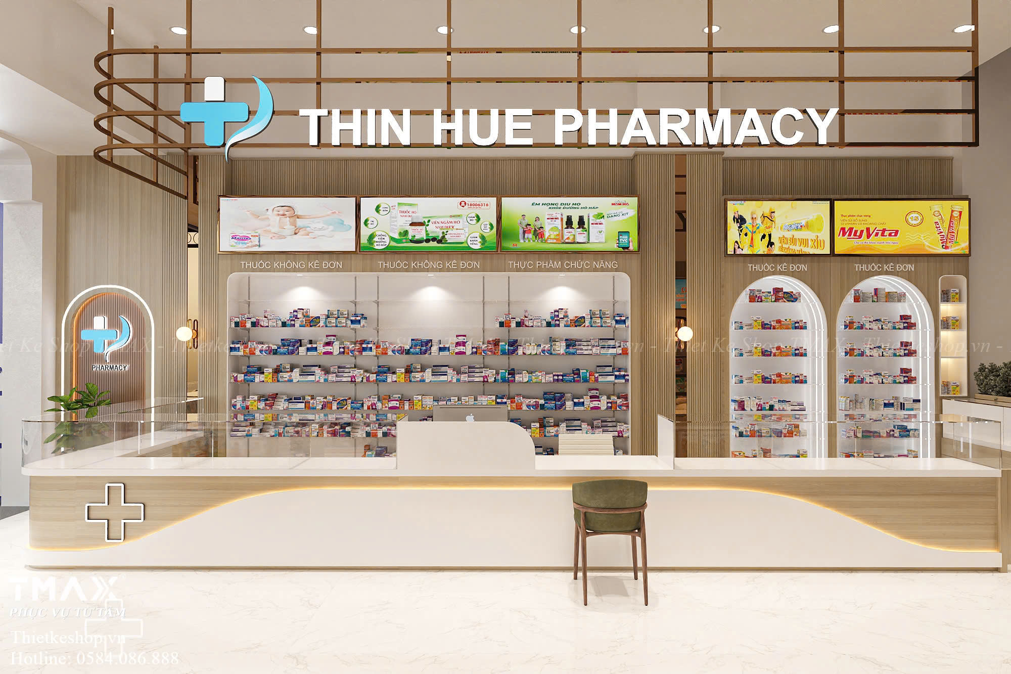 Thiết Kế Nhà Thuốc Mở Hiện Đại Tại Dân Tiến, Khoái Châu, Hưng Yên – Giải Pháp Tối Ưu Trưng Bày Và Nhận Diện Thương Hiệu